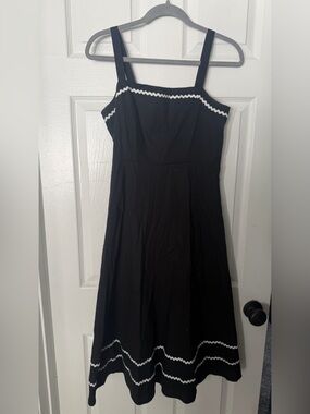Cynthia Rowley Black Midi Sundress with White Trim